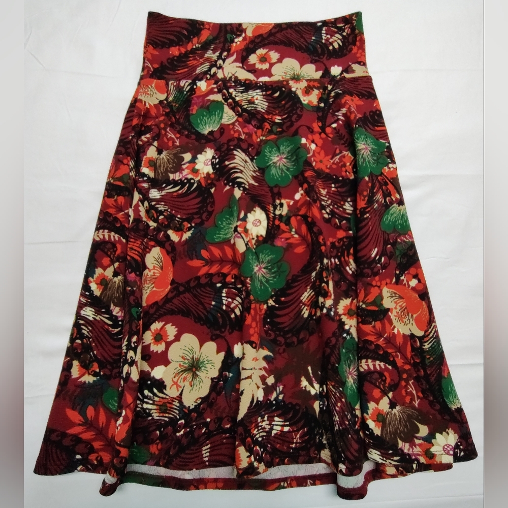 LuLaRoe Medium Fall-Colored Floral and Paisley Azure Skirt
